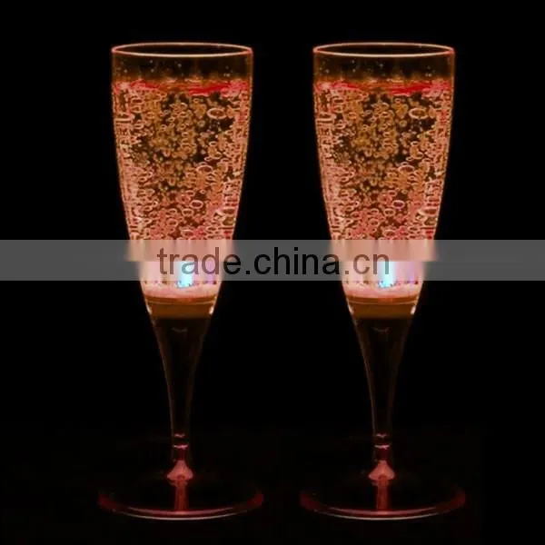 fancy Liquid active led champagne glass colorful Light Up Champagne glass