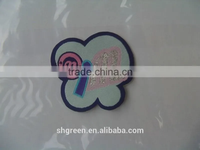 custom flag design woven patch with sewing lines