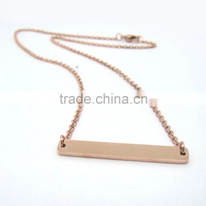Lastest Design Rose Gold Engravable Blank Bar Necklace