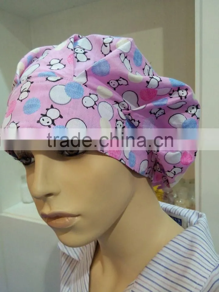 100% cotton medical pink nurse cap