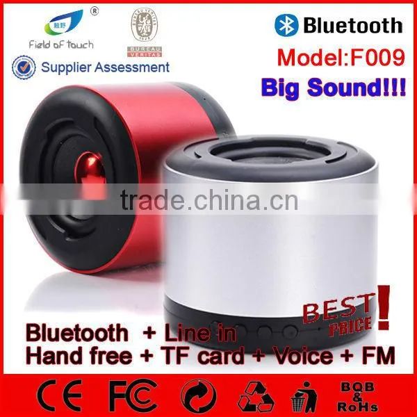 Model F009 Super bass Metal Mini Speaker Bluetooth with Strong Vibration TF Card FM Radio