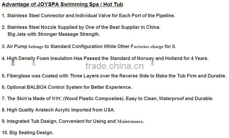 Acrylic outdoor spa hot tub,portable whirlpool sex massage bathtub