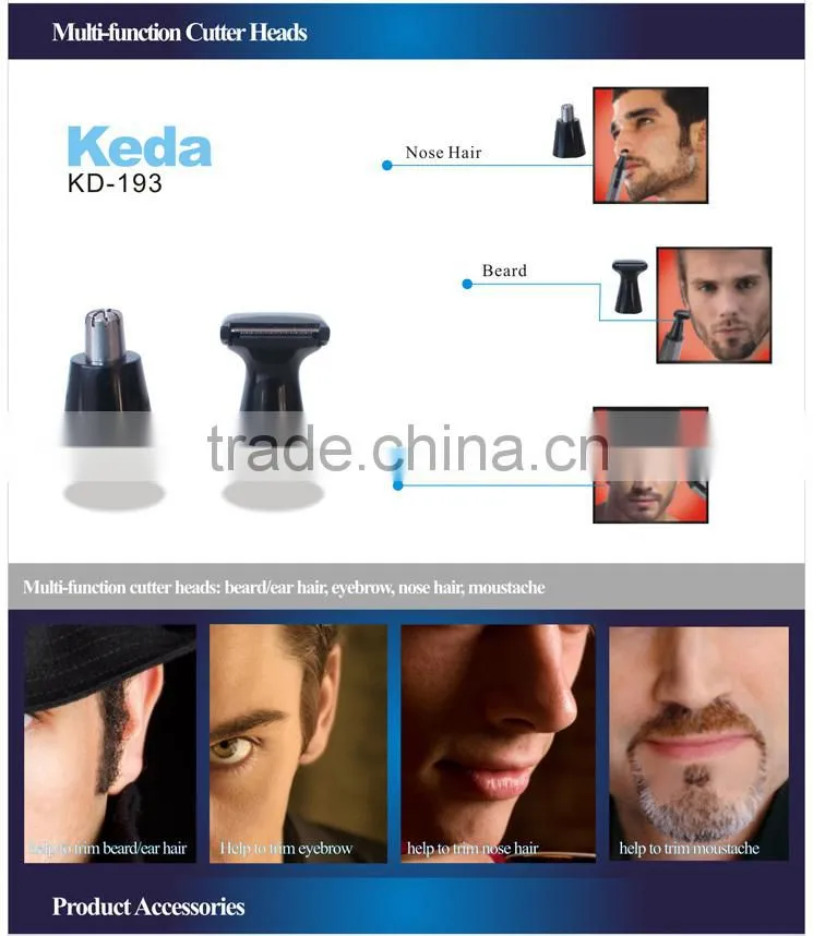 Battery KEDA Nose Trimmer with 2 Heads