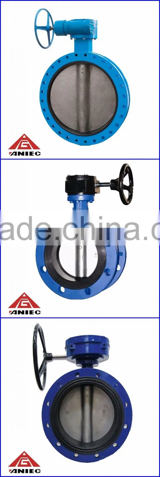 Double flanged U section butterfly valve, Concentric type, DN50-DN1200