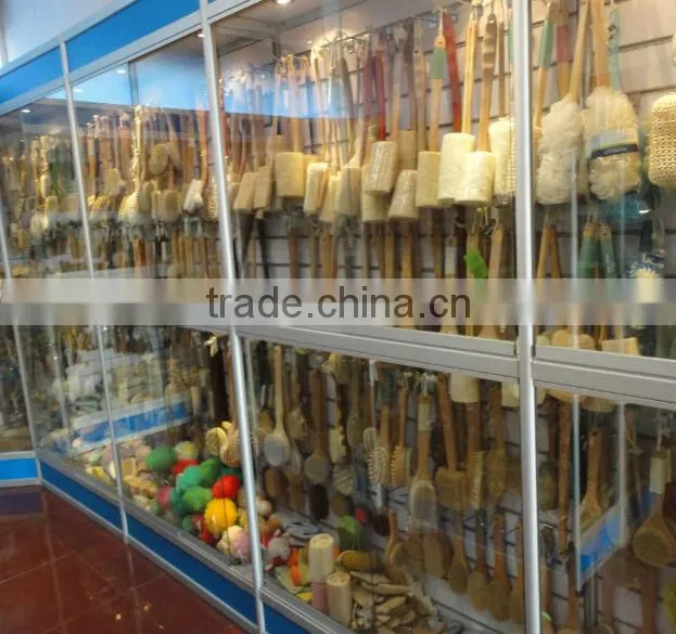 Natural Bristle Bath and Shower Brush with Long Bamboo Handle