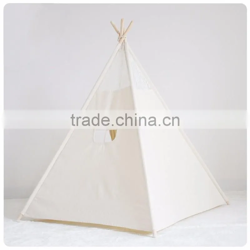 Wholesale low MOQ plain calico lace indoor kids teepee