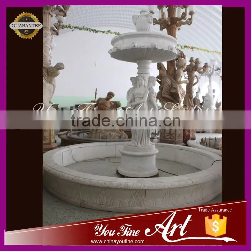 outdoor natural marble fountain with lady