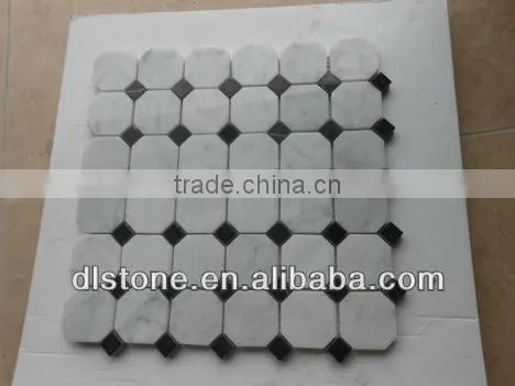 Bianco Carrara White Marble Mosaic Tile 12x12 Long Octagon
