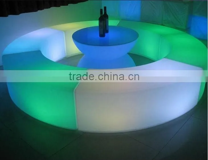 rechargeable led glowing bar counter light up bar table bent and round bar counter