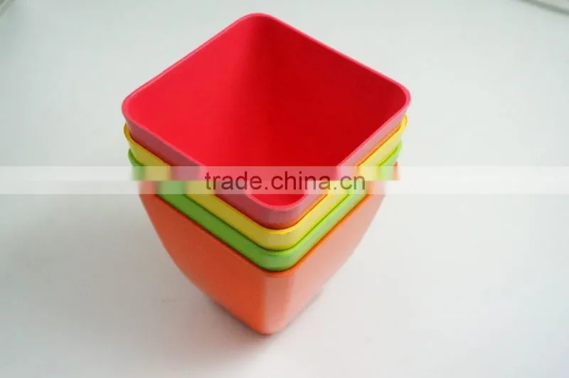 2016 hot selling bio eco bamboo fiber square flower pot