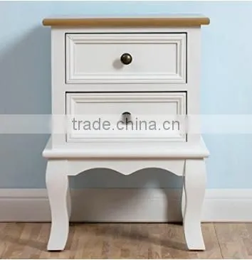 Set of Two Small Traditional Style Bedside Table in White