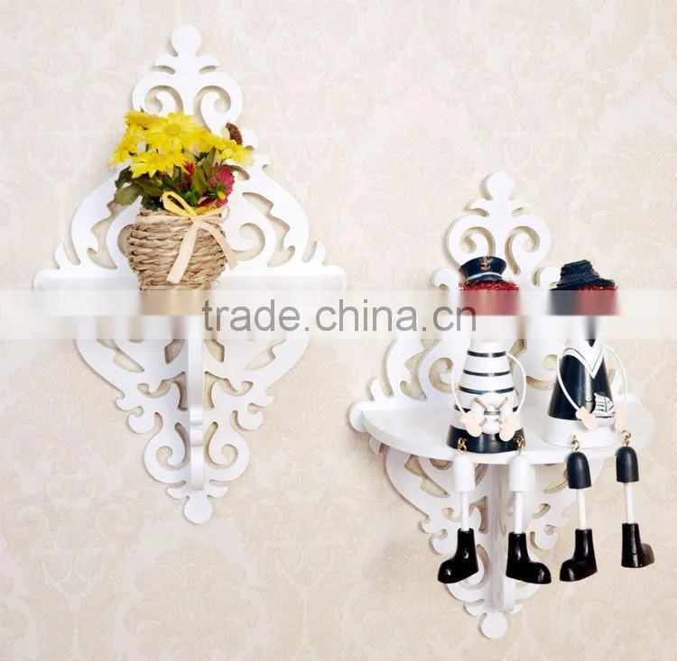 The wooden hanging around the corner,wall shelf