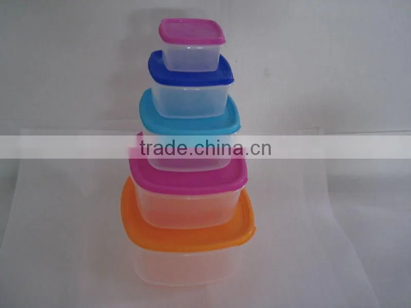 Rainbow Food Storage Set, 5pcs plastic food container,square storage box.