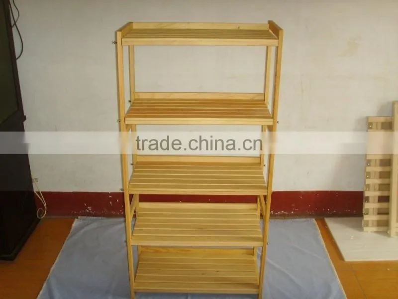Outdoor wooden flower shelf
