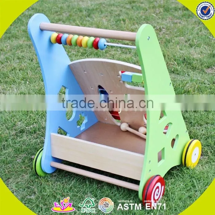 2017 New design wooden baby boy walkers high quality wooden baby boy walkers best sale baby boy walkers W08J001