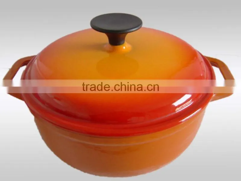 Round cast iron enamelware cookware