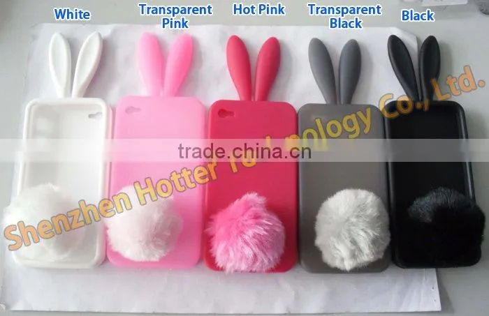 Hot Pink Bunny Rabito silicone Case Cover For iPhone 4