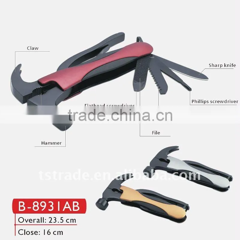2014 Newest multi function tools multi hammer with color wood hanle stainless steel hammer