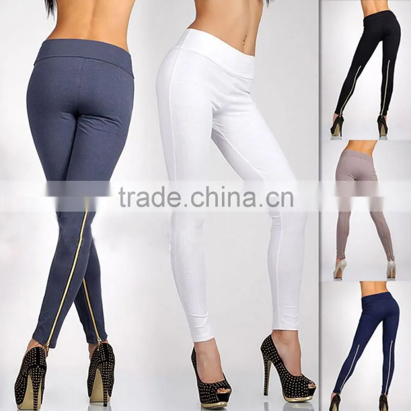 wholesale cheap price high quality Winter candy color Skinny Tight Zip Legging Stretch Pant Slim Jeggings Pencil Trouser