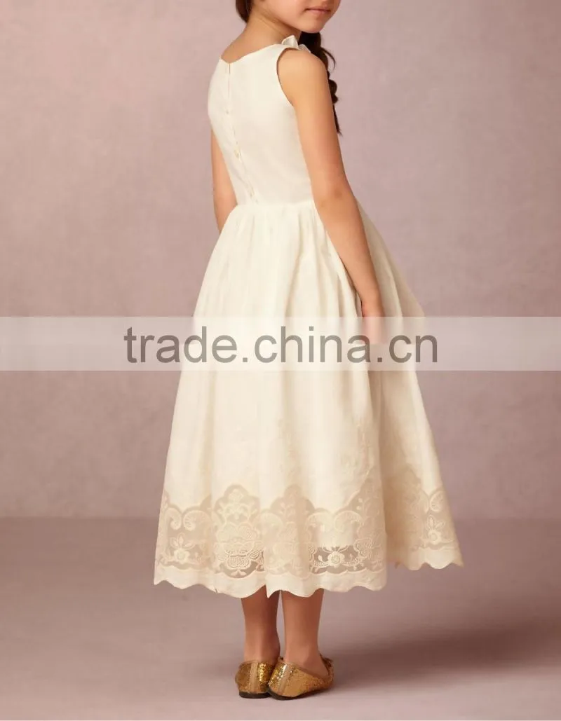 Latest Children Dress Design Kids Dresses Photo Sweet Ivory Warp- front Child Dress HSD5362