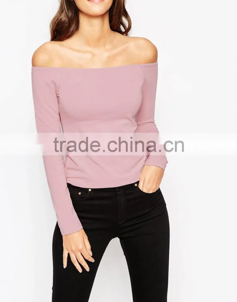 China factory OEM ODM 2015 customized Off Shoulder Top With Long Sleeves