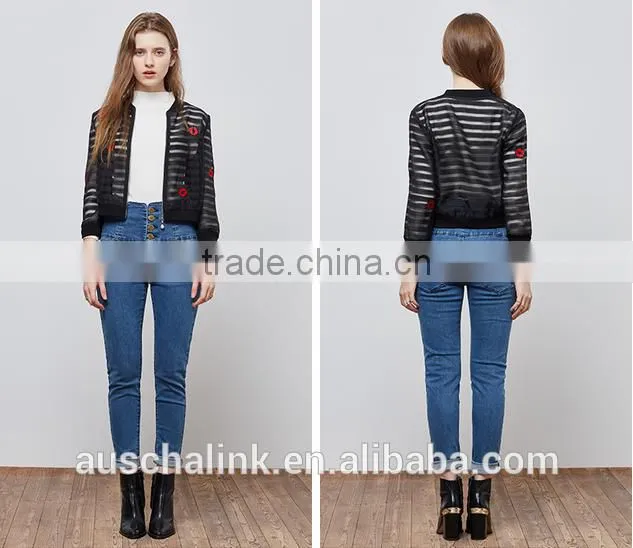 OEM service new model outdoor young ladies jackets embroidery designs