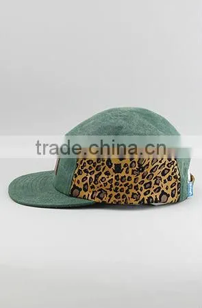 Super awesome leopard cheetah leather applique 5 panel cap