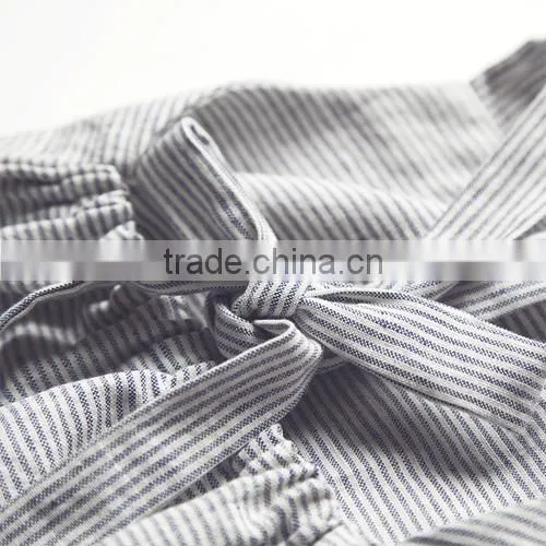 2017 High quality stripe wholesale baby clothes dress cheap gray kids summer dress for new model girl linen dress
