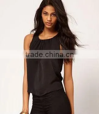 ladies sexy leisure elegant sleeveless chiffon fashion blouse