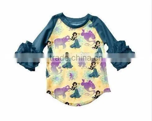 2017boy removing clothes of girl image wholesale icing cute animals printed shirt children ruffle shirts toddler