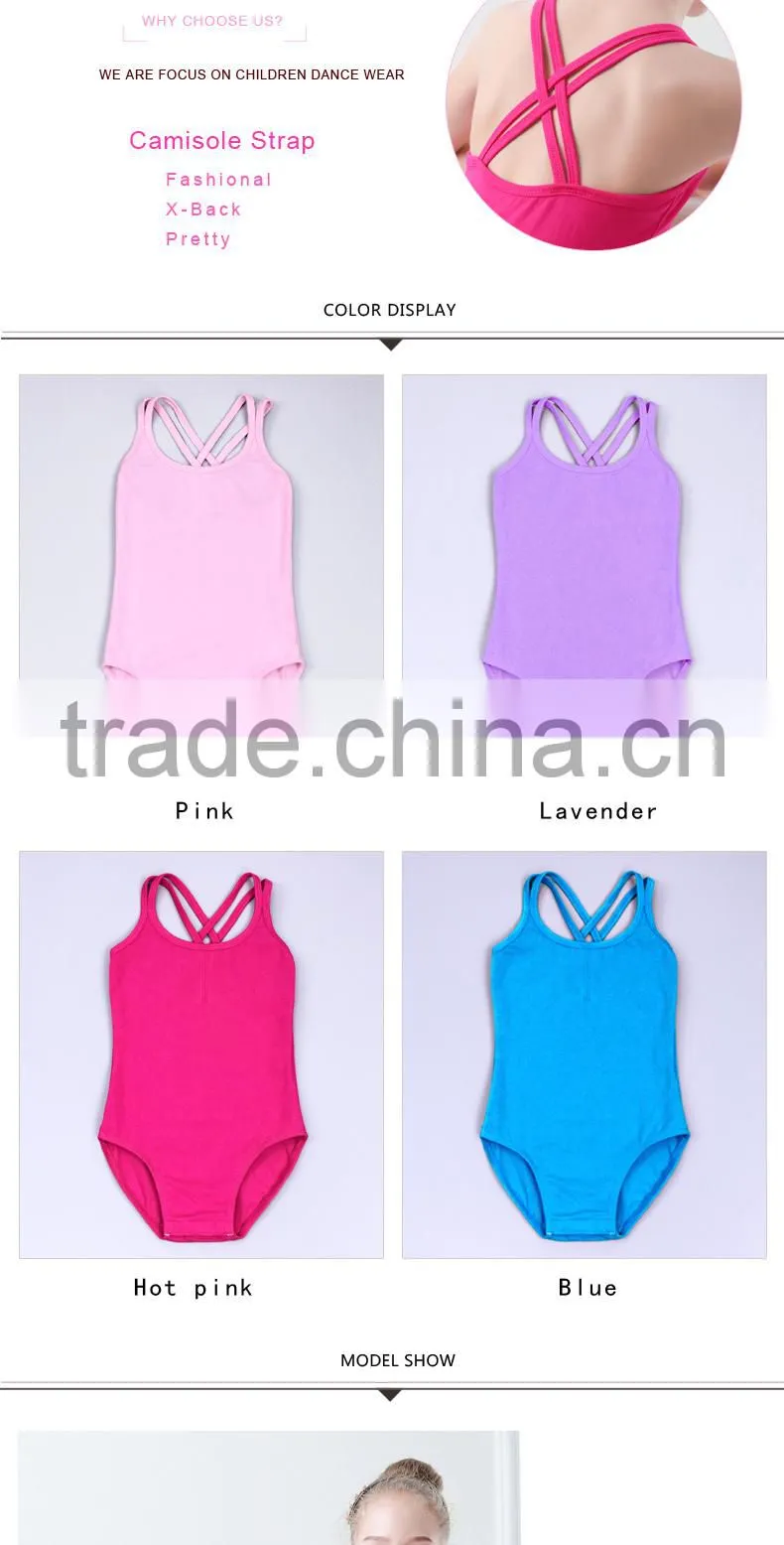 Summer kids camisole leotards daily ballet training dancewear plain pink leotards