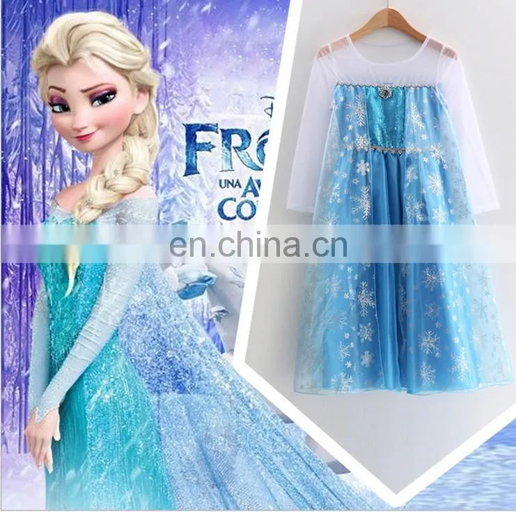 2015 hot selling blue beauty kids dress summer children dress