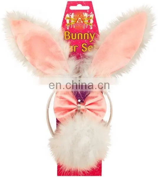 All in pink rabbit ear headband softtextile hair headbands for baby girls BH2055