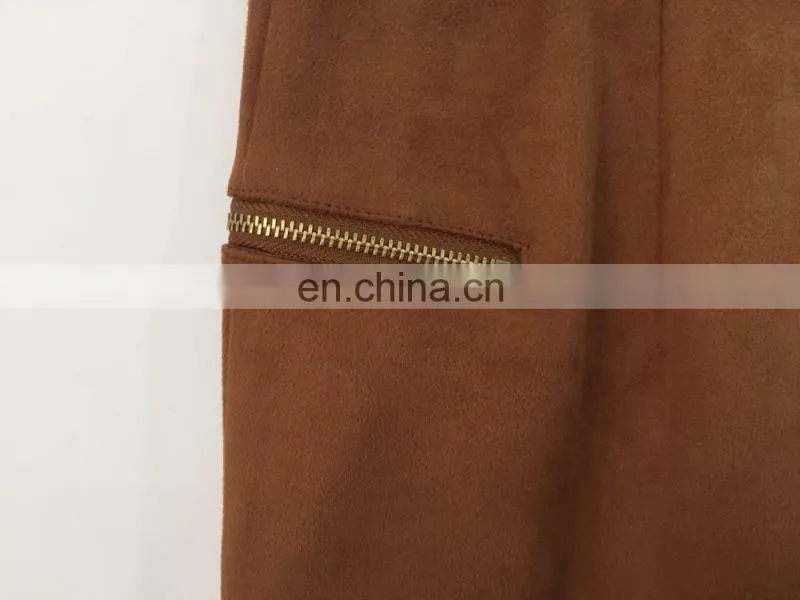 The new spring and summer 2017 composite faux suede zipper skirts