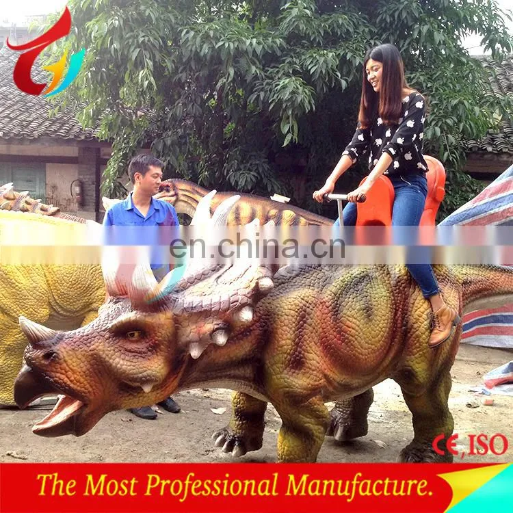 Realistic robot riding dinosaur for dinosaur park