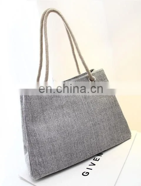 High Quality Grey Color Linen Personalized Office Ladies Bag Woman Shoulder Bag