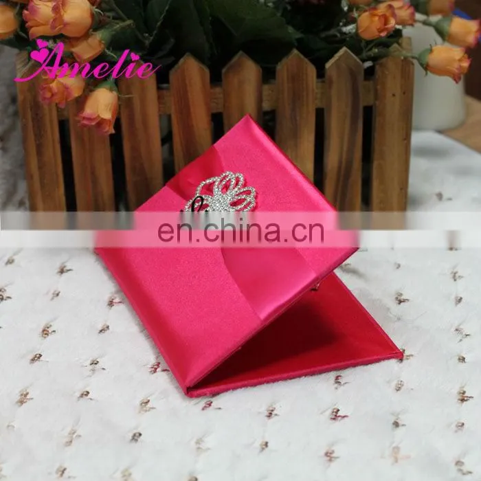 A730 Hot Sale Different Color Ribbon Customize luxurious wedding invitation card