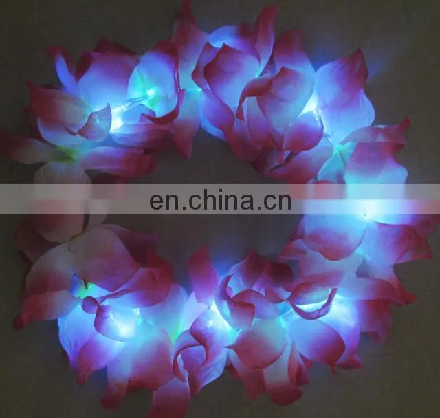 Christmas party flashing garland led light wreath hawaii led lei colored led garland