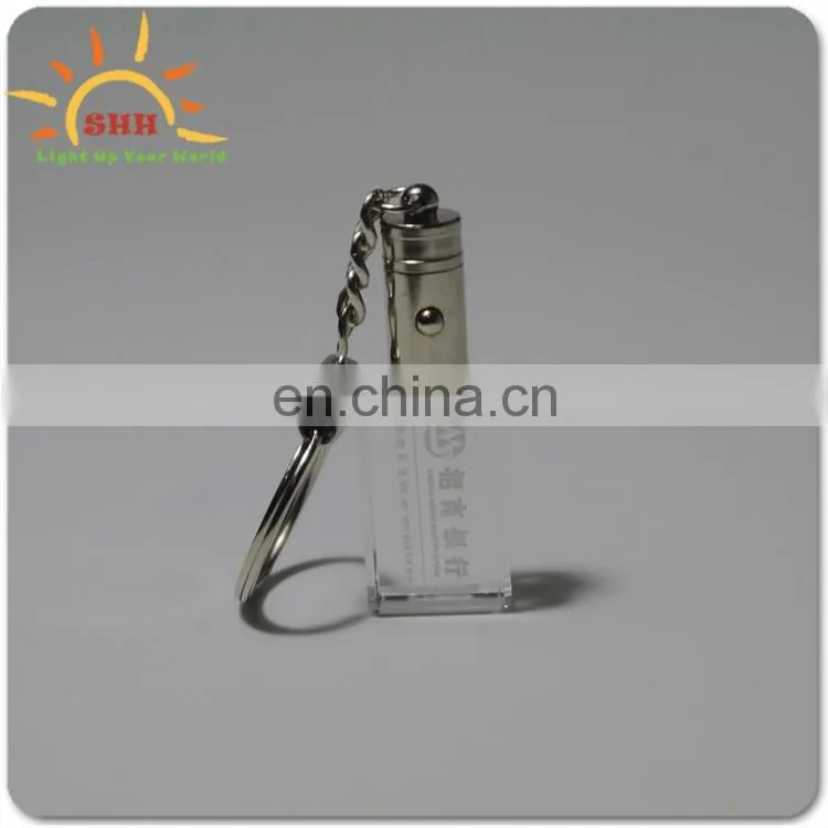 Cheap Crystal Acrylic Promotional Laser Engraved LED Light Keychain