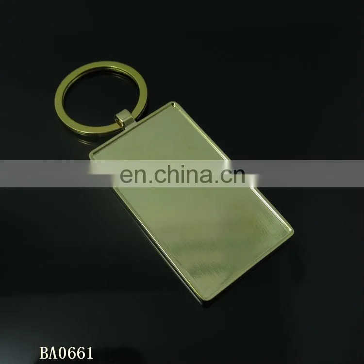 Cheap Custom Epoxy Sticker Logo Rectangle Blank Alloy Keychain