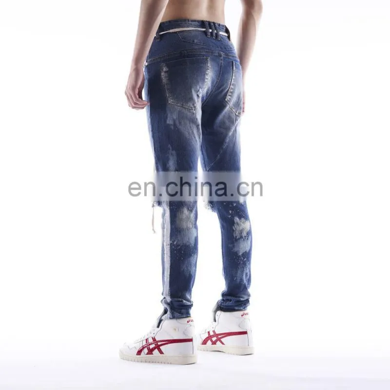 DiZNEW Stock Vintage Skinny Ripped Custom Blue Jeans