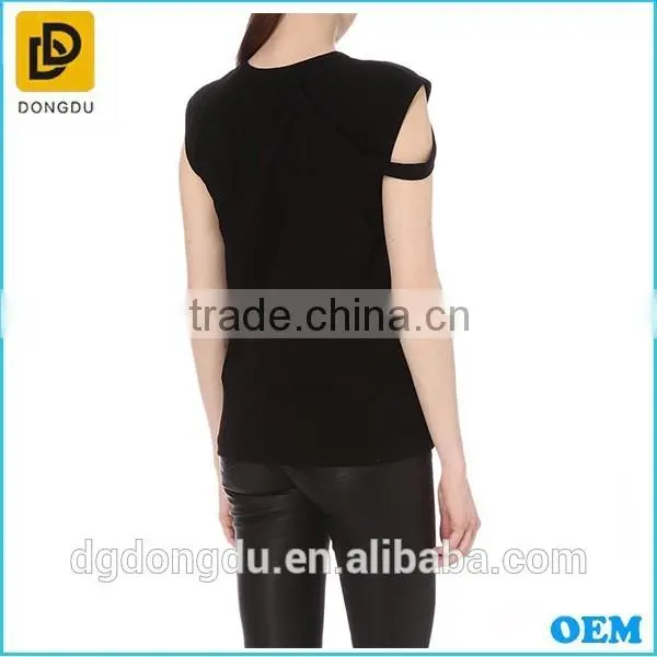 2016 With Competitive Price Lady Simple Black Casual T-shirt