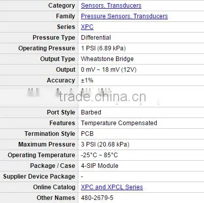 (New and original)IC Components parts XPC01DTC Pressure Sensors Transducers transmitter XPC SENSOR DIFF VACUUM GAUGE 1PSI