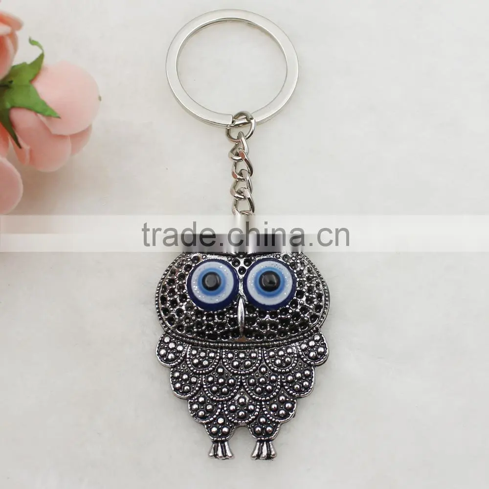 Islamic Blue Evil Eye Silver Owl Gift Pendant Keychain