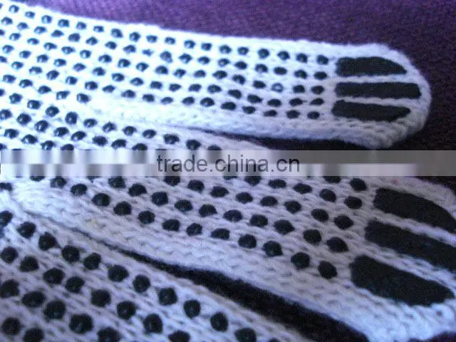 Slid resistant Cotton knitted PVC dotted work gloves with PVC dot LG014