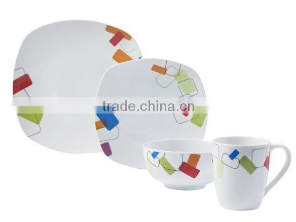 42 pcs porcelain dinner set with decal and glass cup