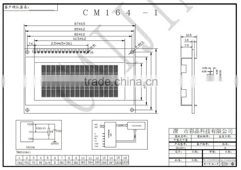16x4 character lcd module support 3spi or IIC serial interfaces with AIP31068 controller