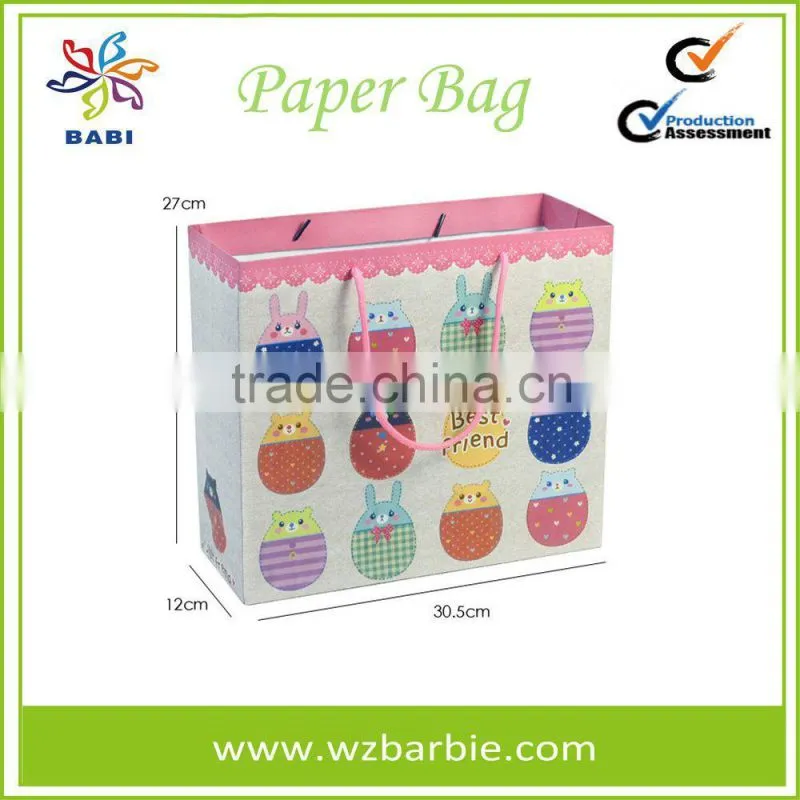 Lovely Animal Recycable Paper Shopping Bag With Handle
