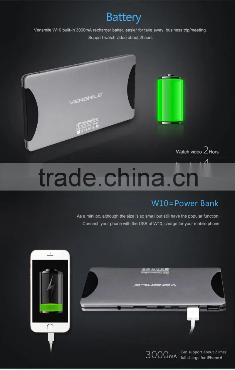 Vensmile 2GB 64GB W10 mini pc with bluetooth 5g/2.4g Built-in 3000mA Vensmile win 10 Intel mini pc Vensmile