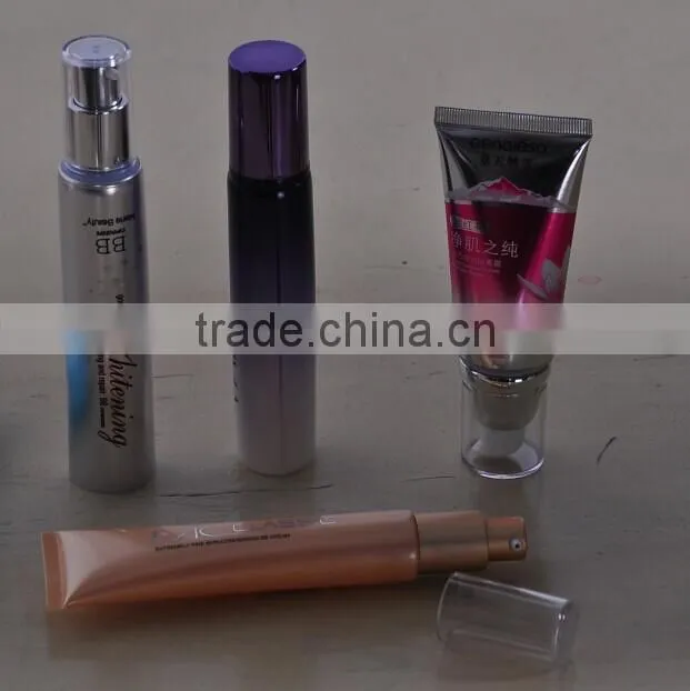 2015 new design cosmetic tube with metallic airless pump for CC cream
